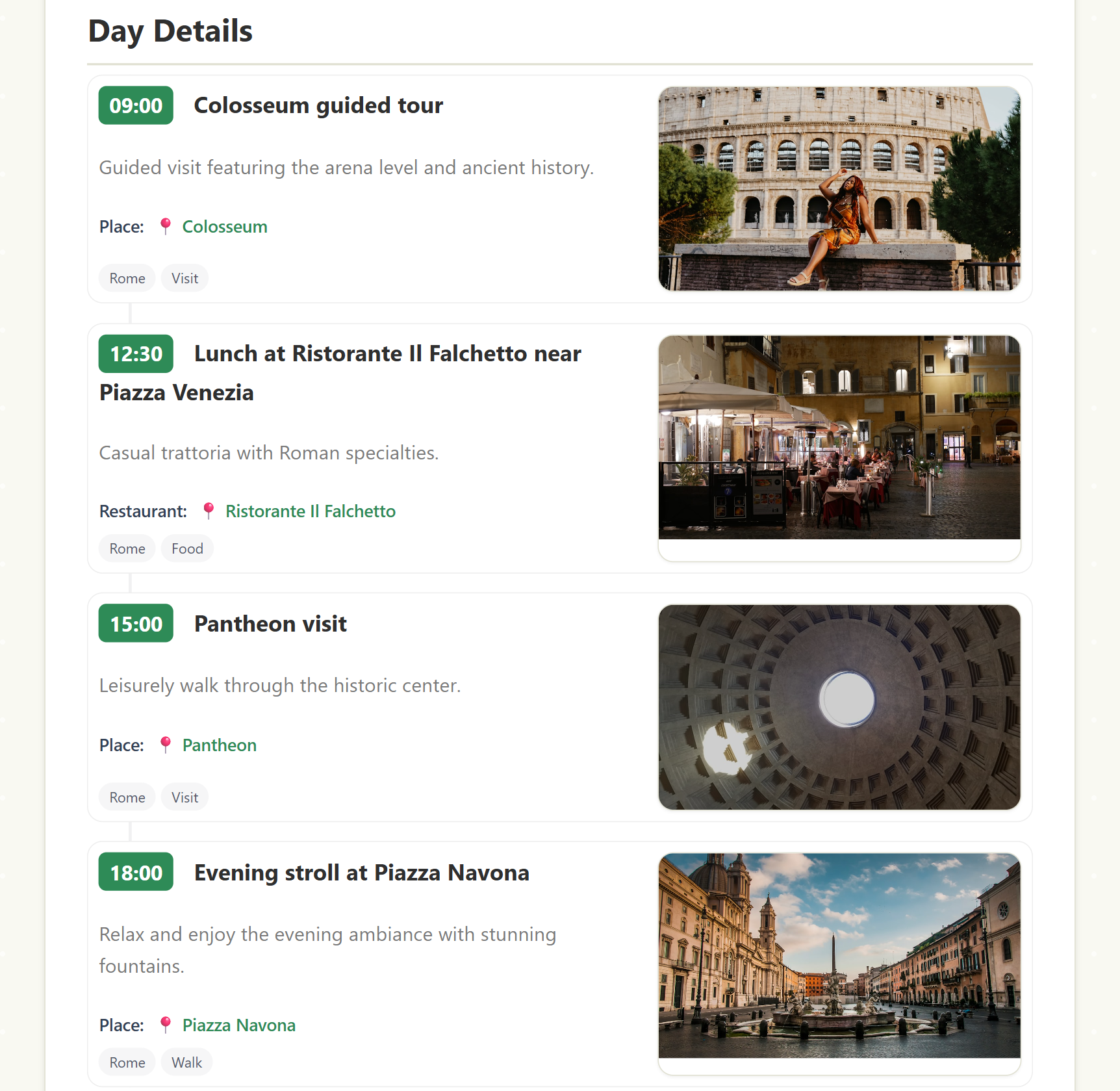Map view showing your route and pinned places