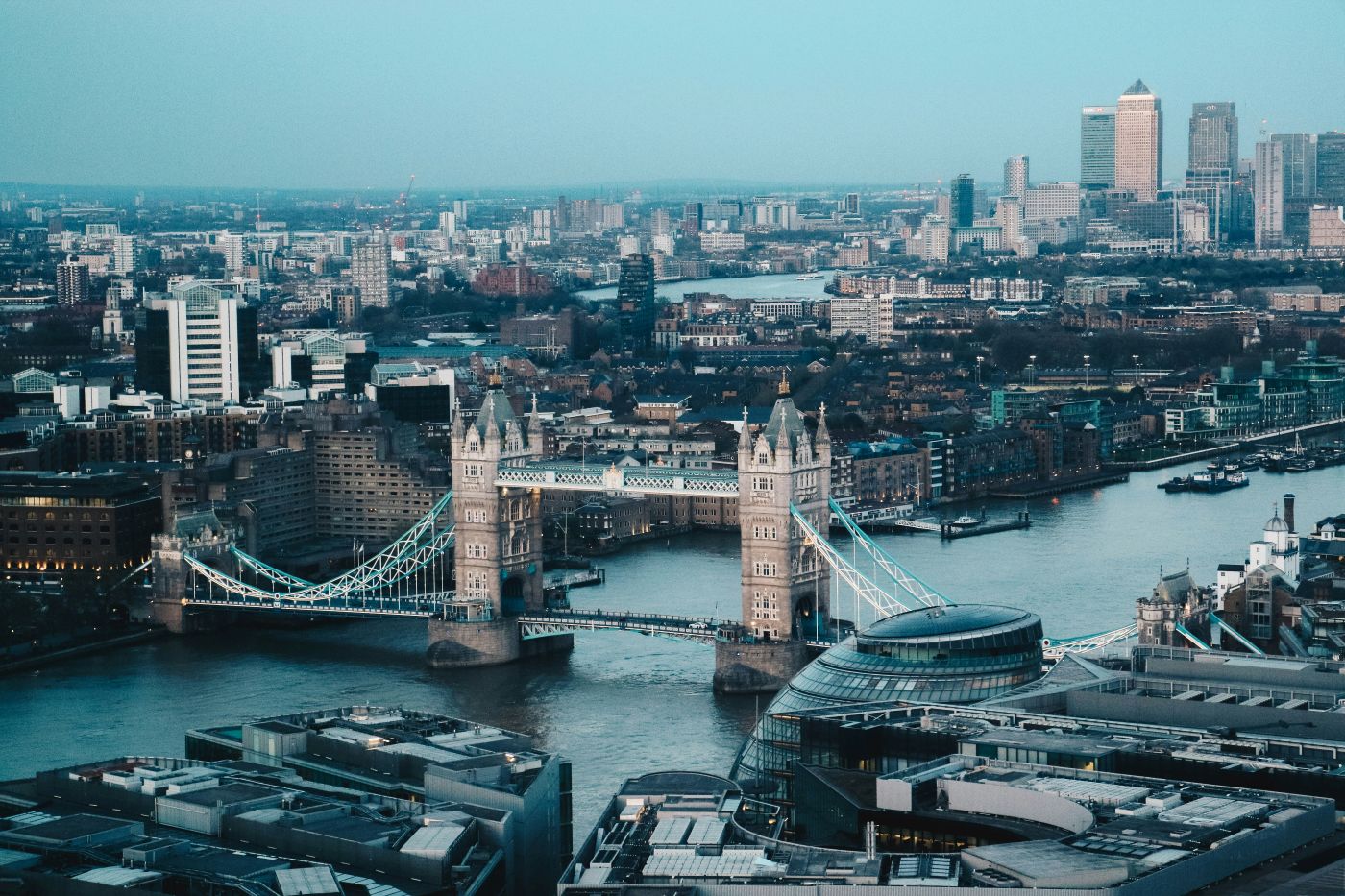 London skyline with Tower Bridge and the Thames